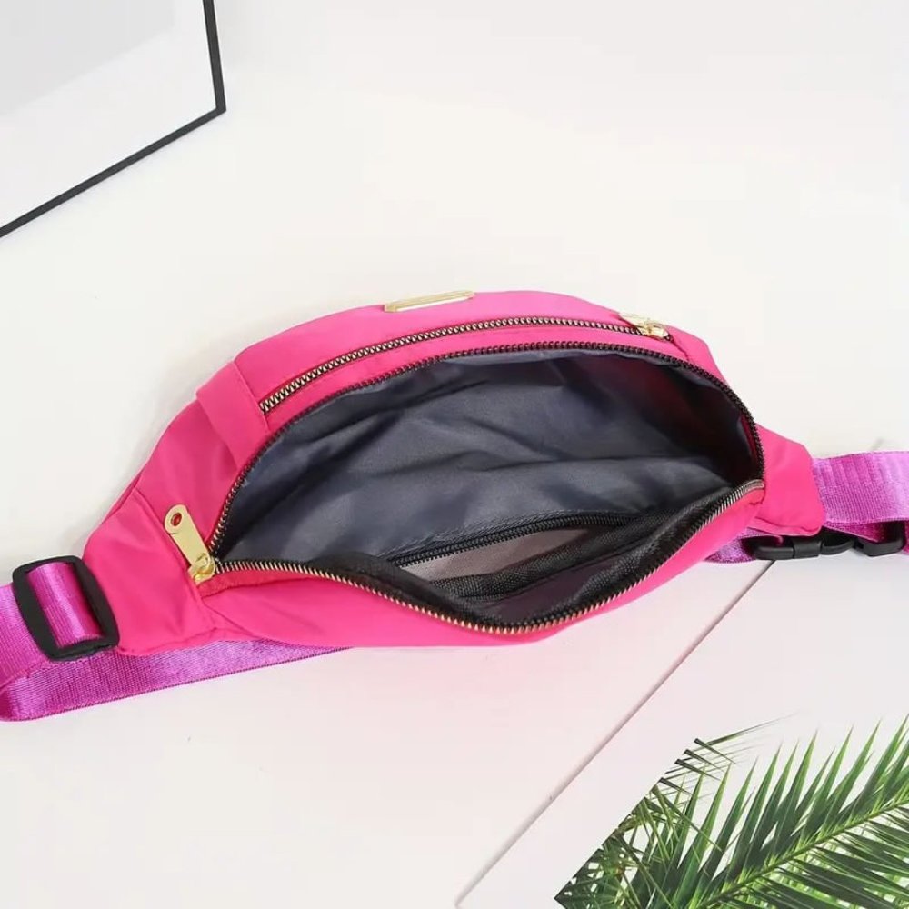 NWOT-Hot Pink Nylon Fanny Pack Belt Bag - Picture 2 of 3